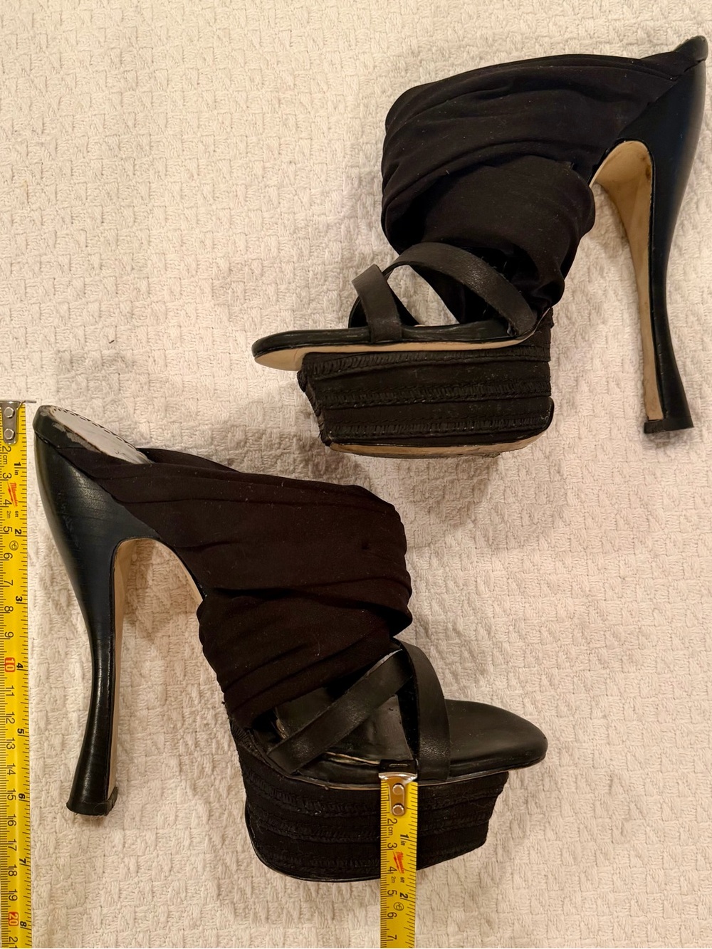 bebe Black Wrapped High Heel Slide sandals - Picture 2 of 6